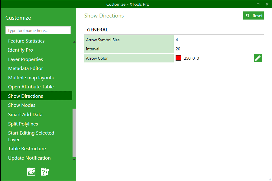 XTools Pro Help - Customizing "Show Directions" tool